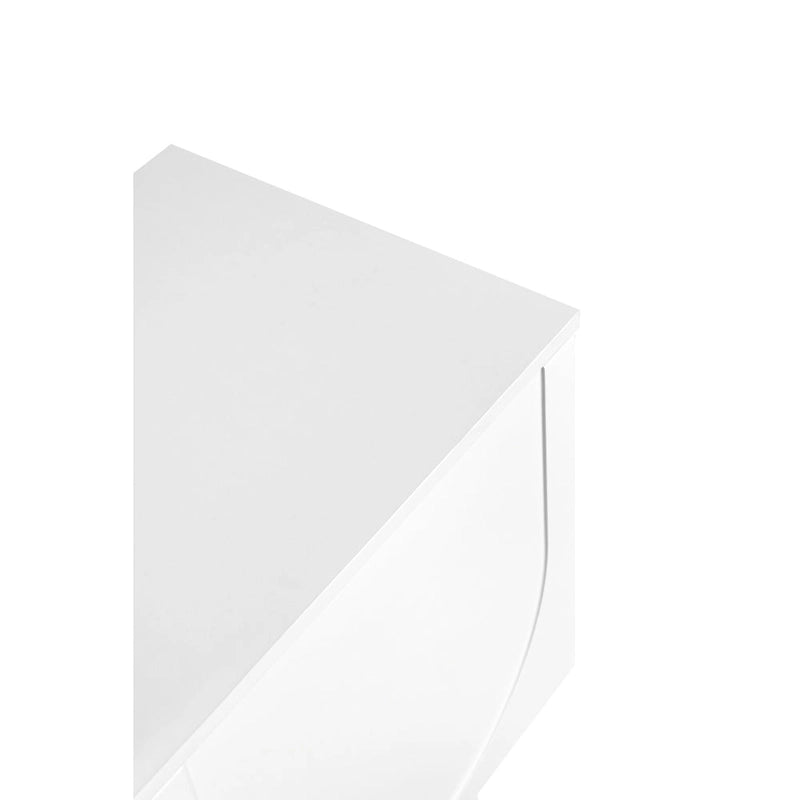Meuble TV avec portes arquées noires modernes, pieds en bois et placards de rangement
