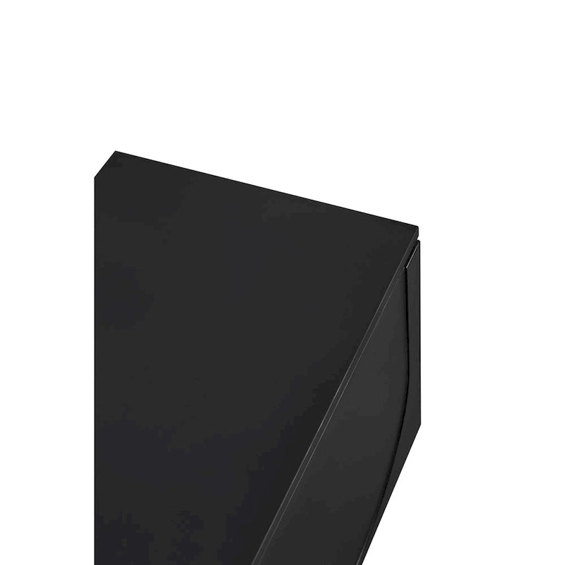 Meuble TV avec portes arquées noires modernes, pieds en bois et placards de rangement