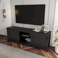 TV Stand Storage Media Console Entertainment Center,Tradition Black,with doors