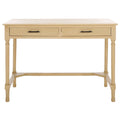 Bureau 2 tiroirs avec détails nervurés en bois naturel, style rustique