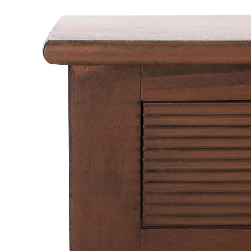 Bureau 2 tiroirs avec détails nervurés en bois naturel, style rustique