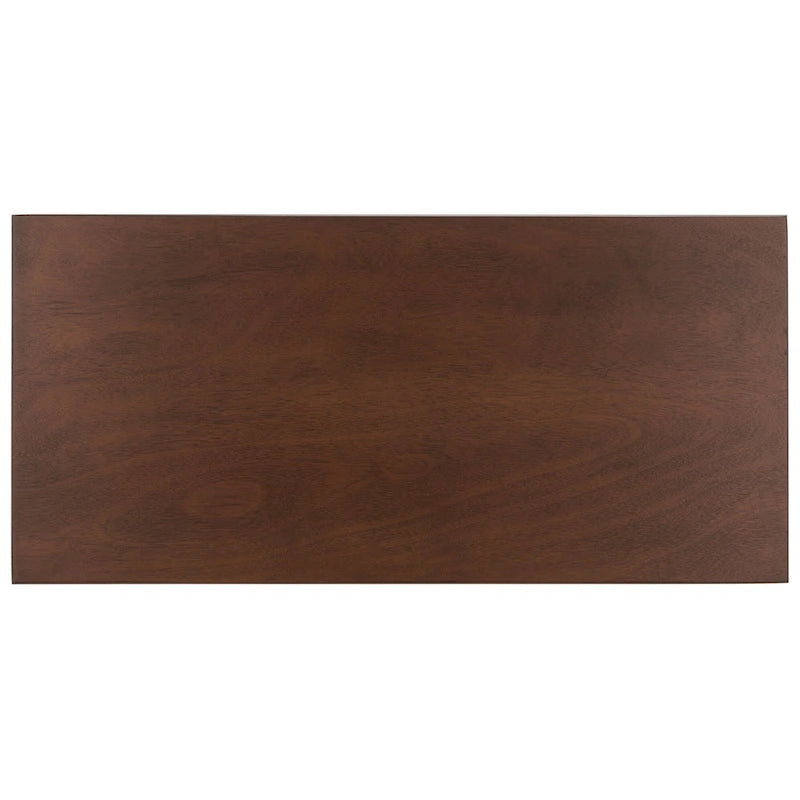 Bureau 2 tiroirs avec détails nervurés en bois naturel, style rustique