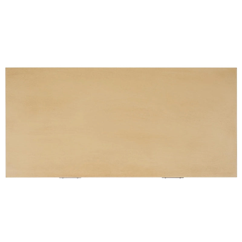 Bureau 2 tiroirs avec détails nervurés en bois naturel, style rustique