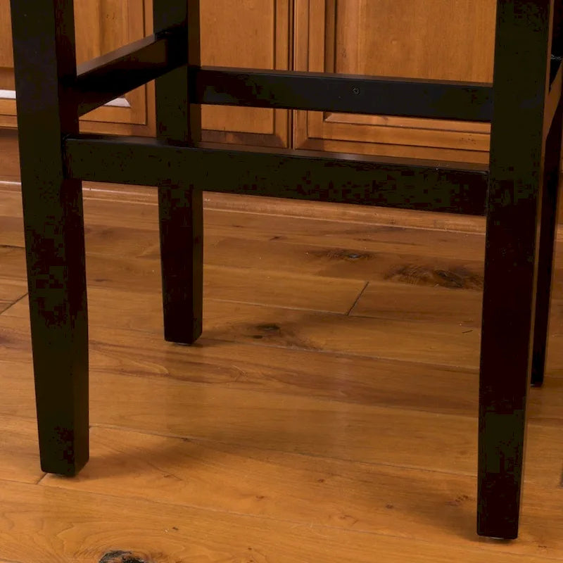 Tabouret de bar sans dossier en cuir ivoire avec garniture cloutée en bois