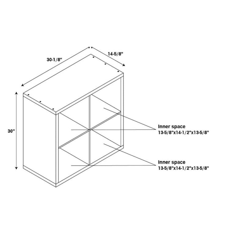 Étagère de rangement ouverte à 4 cubes, finition bois espresso marron