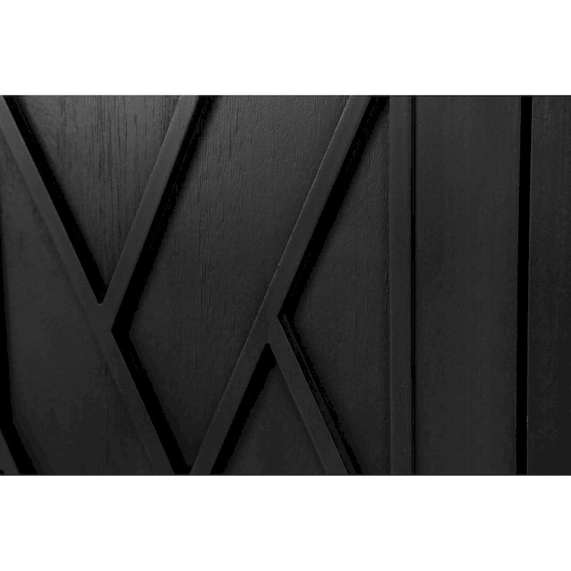 Buffet bahut en bois massif 4 portes avec motifs géométriques et finition antique