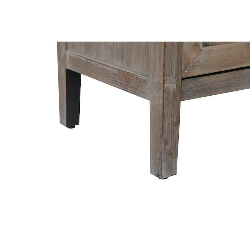 Buffet bahut en bois massif 4 portes avec motifs géométriques et finition antique