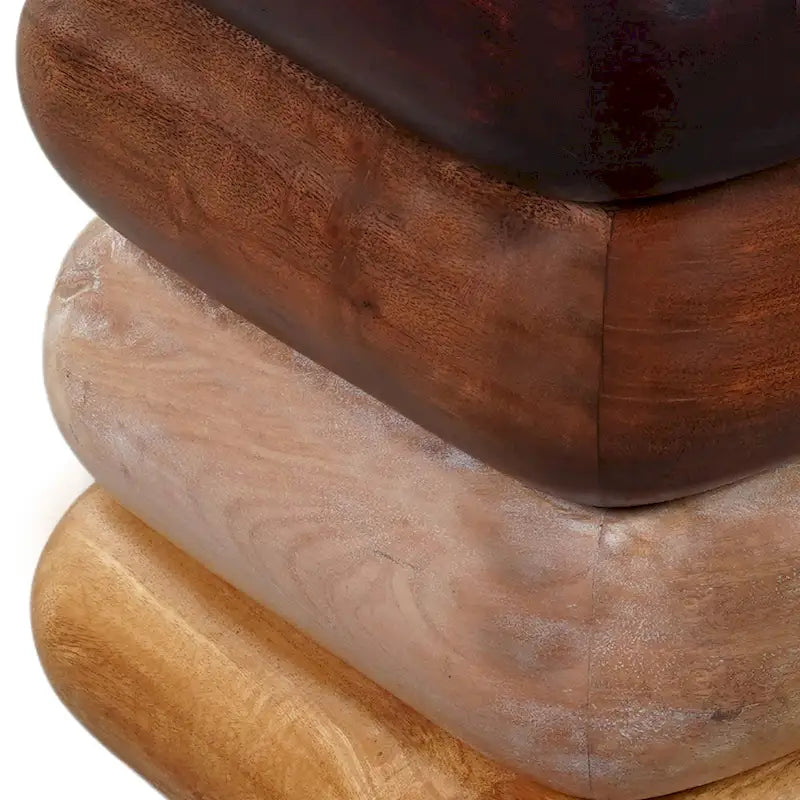 Table d'appoint sculpturale arrondie en bois empilé fait main marron multi-tons