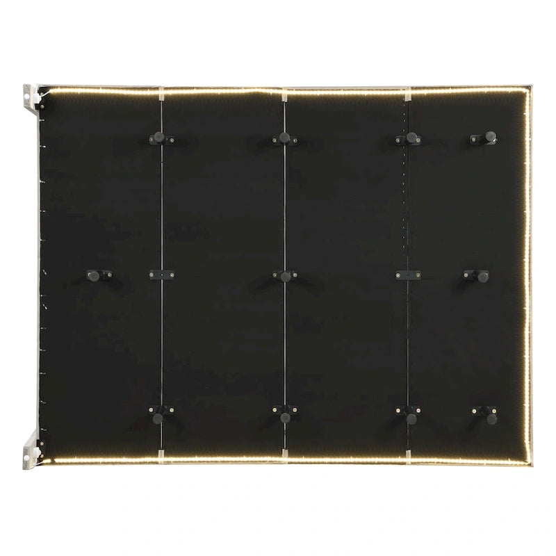 Lit plateforme en velours capitonné avec capteur de mouvement, tête de lit capitonnée gris rose beige