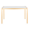 Table à Manger Contemporaine Pieds en Métal Doré Plateau en Marbre et Verre