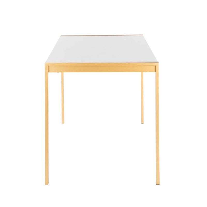 Table à Manger Contemporaine Pieds en Métal Doré Plateau en Marbre et Verre