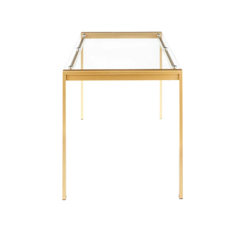 Table à Manger Contemporaine Pieds en Métal Doré Plateau en Marbre et Verre