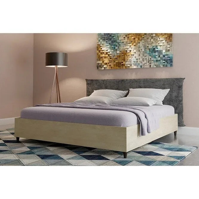 Cadre de lit plateforme moderne bas Marron beige Blanc MDF