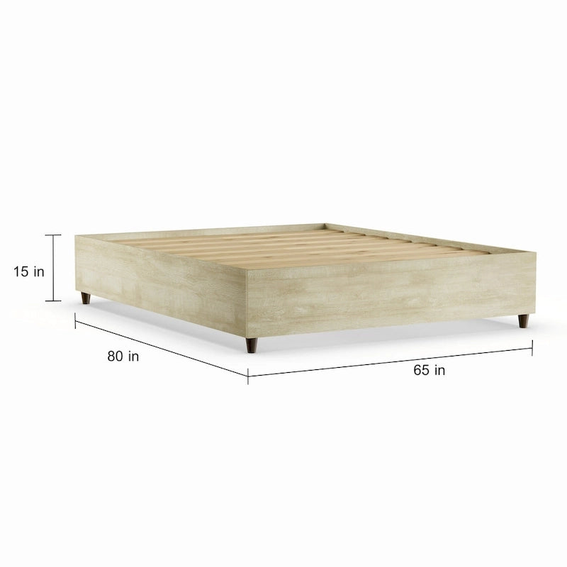 Cadre de lit plateforme moderne bas Marron beige Blanc MDF