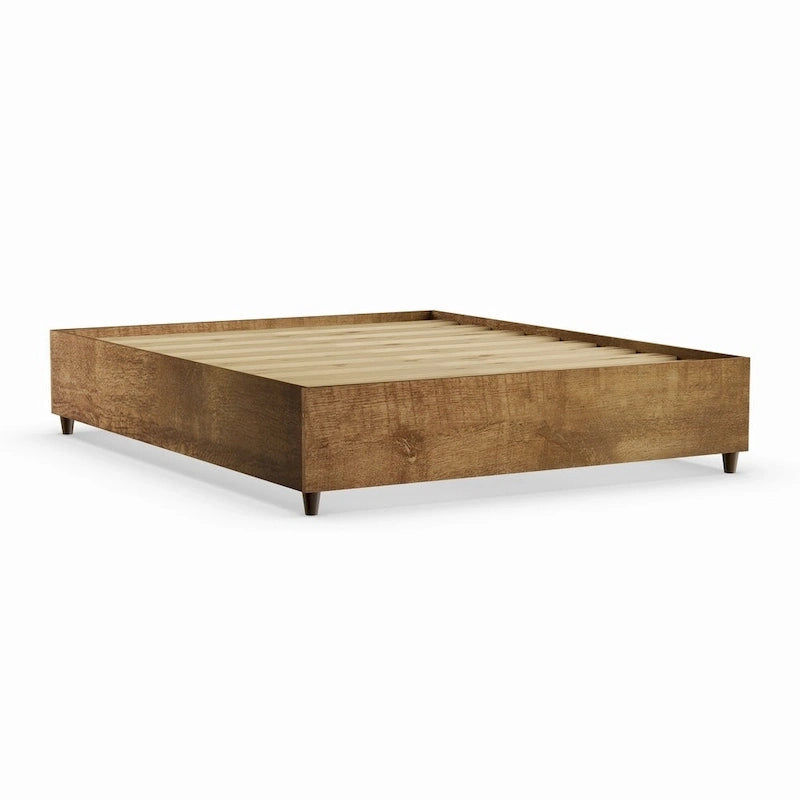 Cadre de lit plateforme moderne bas Marron beige Blanc MDF