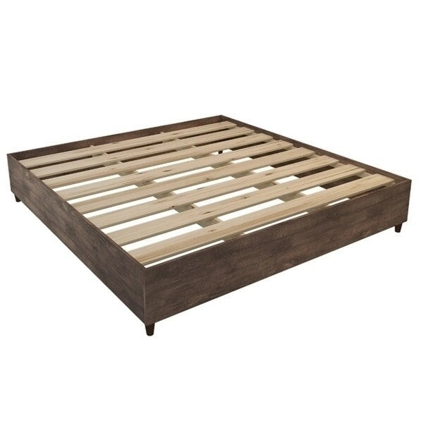 Cadre de lit plateforme moderne bas Marron beige Blanc MDF