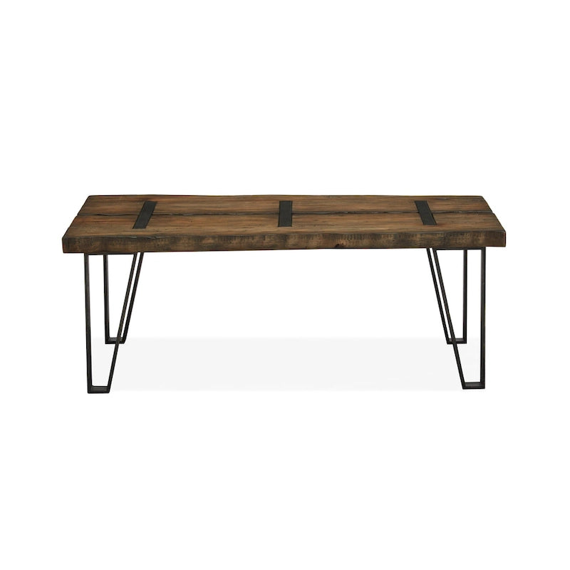 Table basse rectangulaire en bois recyclé avec pieds en métal galvanisé finition « scierie »