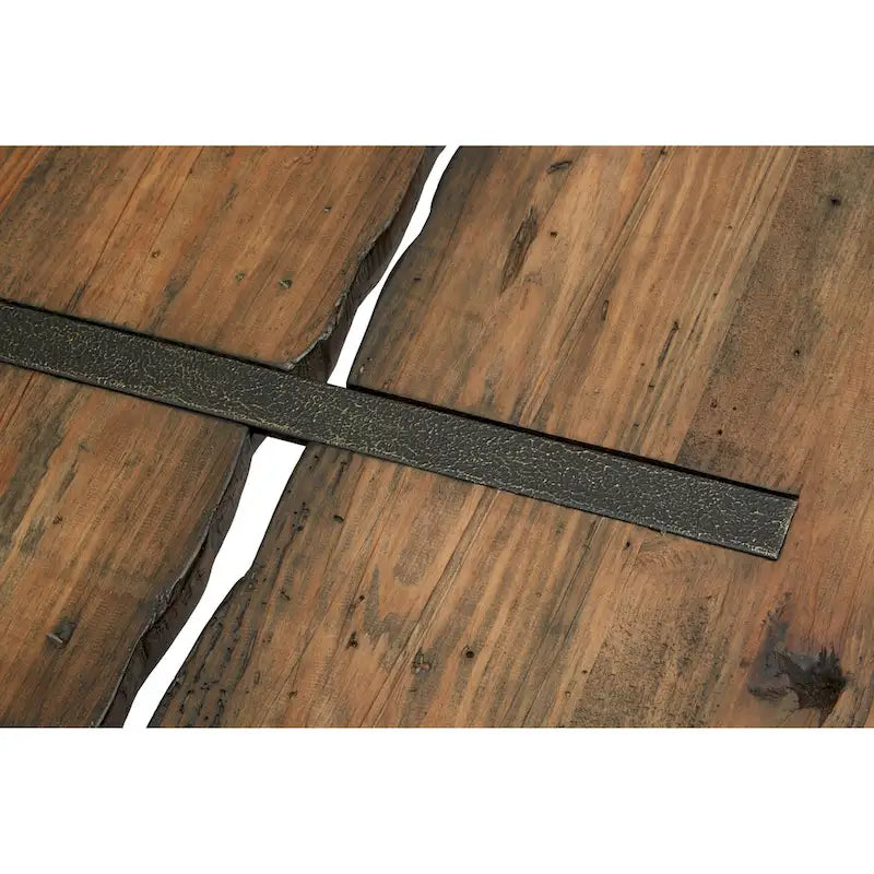 Table basse rectangulaire en bois recyclé avec pieds en métal galvanisé finition « scierie »