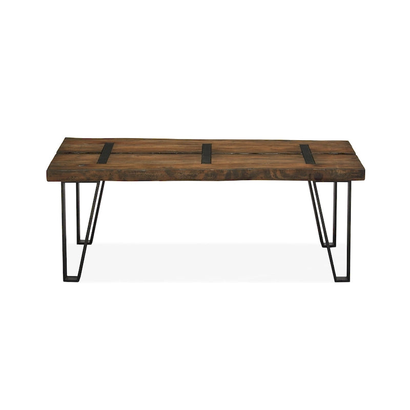 Table basse rectangulaire en bois recyclé avec pieds en métal galvanisé finition « scierie »
