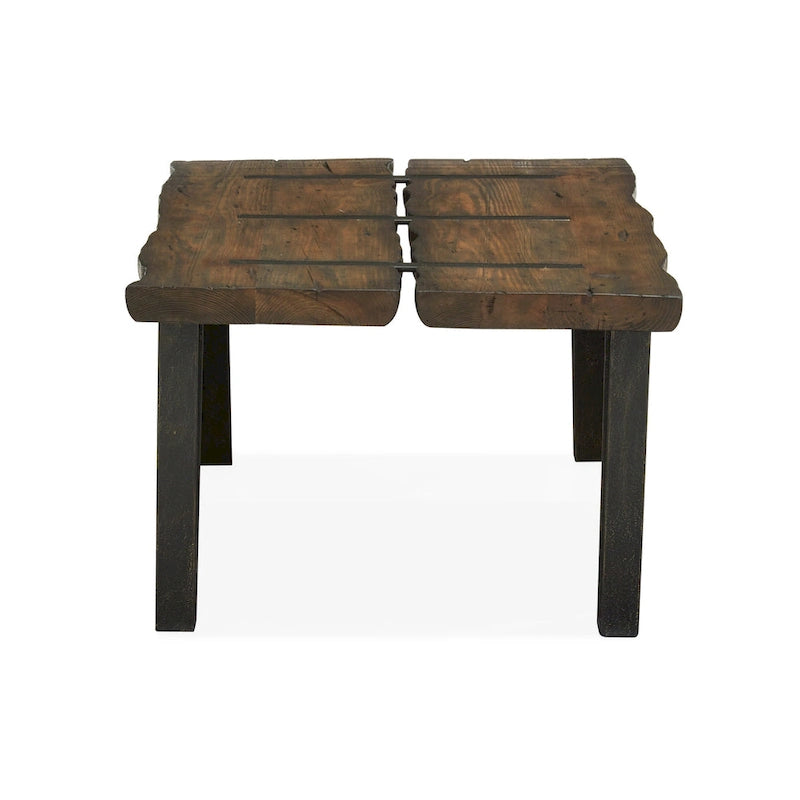 Table basse rectangulaire en bois recyclé avec pieds en métal galvanisé finition « scierie »