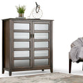 Armoire de rangement transitoire en bois massif marron acajou avec portes en verre trempé