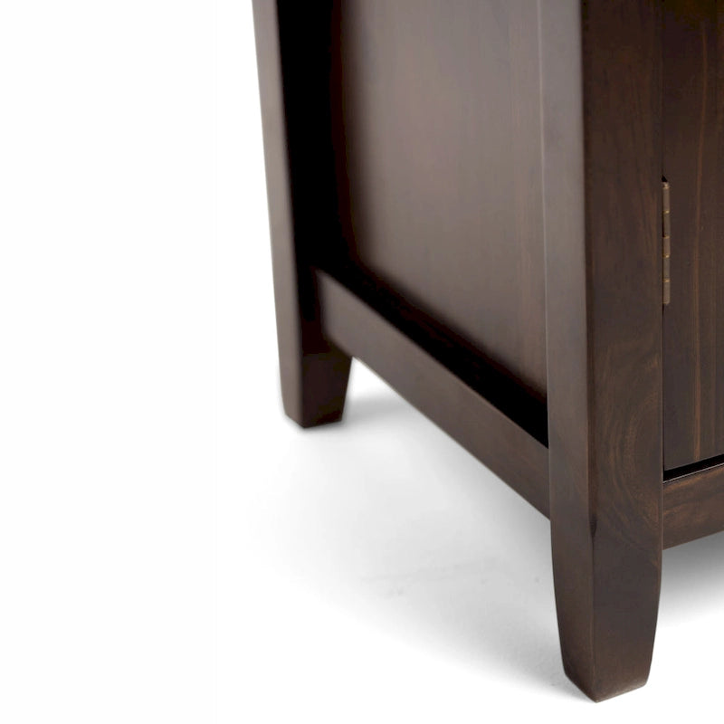 Armoire de rangement transitoire en bois massif marron acajou avec portes en verre trempé