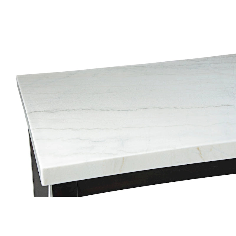 Table à manger rectangulaire avec plateau en marbre blanc et pieds en bois d'ébène massif