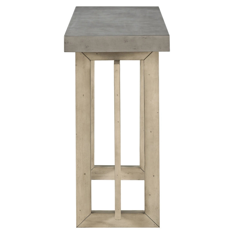 Console étroite de style industriel avec plateau en bois et béton, noire