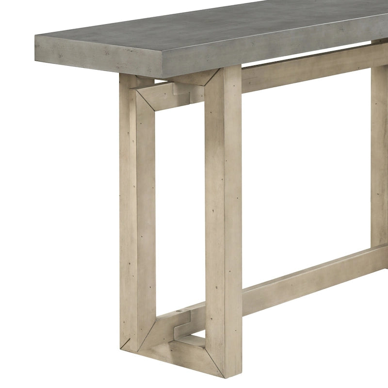 Console étroite de style industriel avec plateau en bois et béton, noire