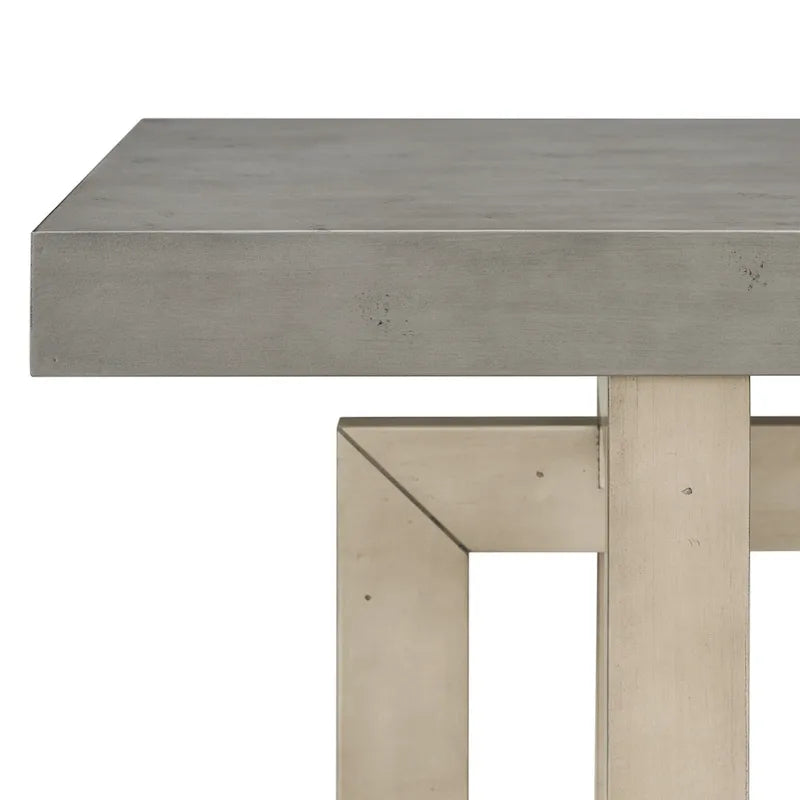 Console étroite de style industriel avec plateau en bois et béton, noire