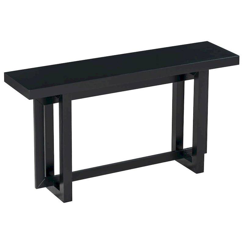 Console étroite de style industriel avec plateau en bois et béton, noire