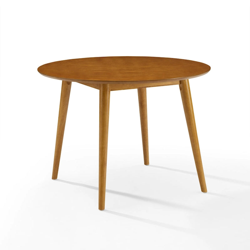 Table à manger ronde Mid-Century Modern avec finition Chêne et pieds effilés en bois