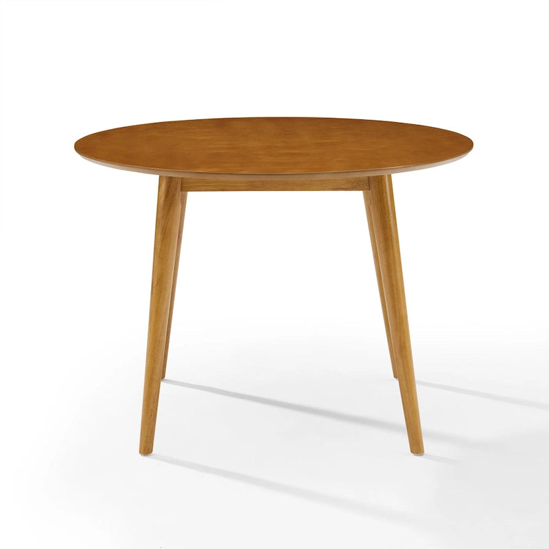 Table à manger ronde Mid-Century Modern avec finition Chêne et pieds effilés en bois