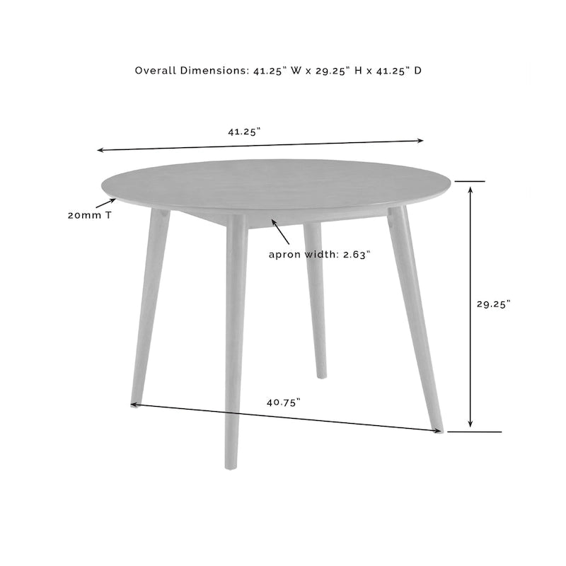 Table à manger ronde Mid-Century Modern avec finition Chêne et pieds effilés en bois
