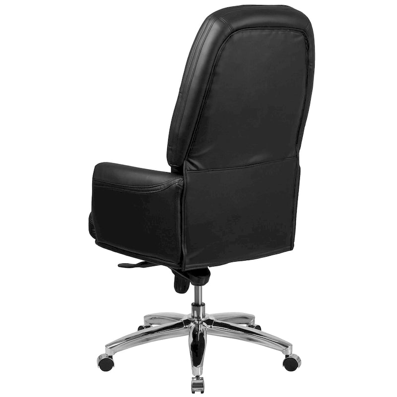 Chaise de bureau pivotante de direction à dossier haut capitonné noir avec clous décoratifs