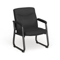 Chaise de réception de direction à dossier traîneau, rembourrée noire, avec accoudoirs matelassés