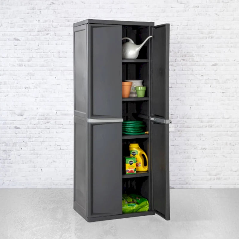 Armoire de rangement à 4 étagères réglables avec portes verrouillables, grise