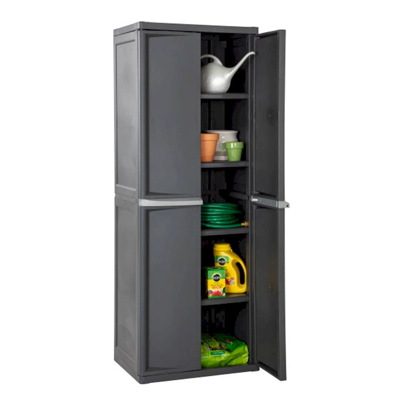Armoire de rangement à 4 étagères réglables avec portes verrouillables, grise