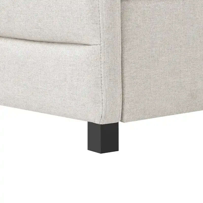Lit de repos capitonné en tissu de lin avec dossier à oreilles