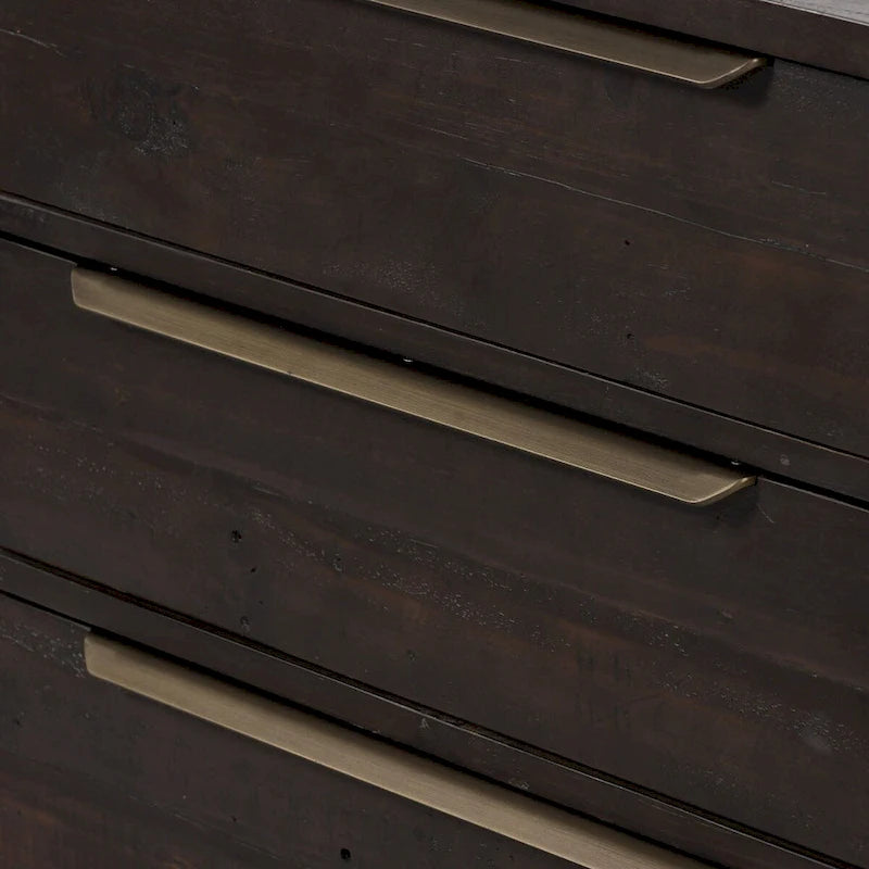 Commode à 3 tiroirs en pin recyclé Dark Carbon avec ferrures en laiton