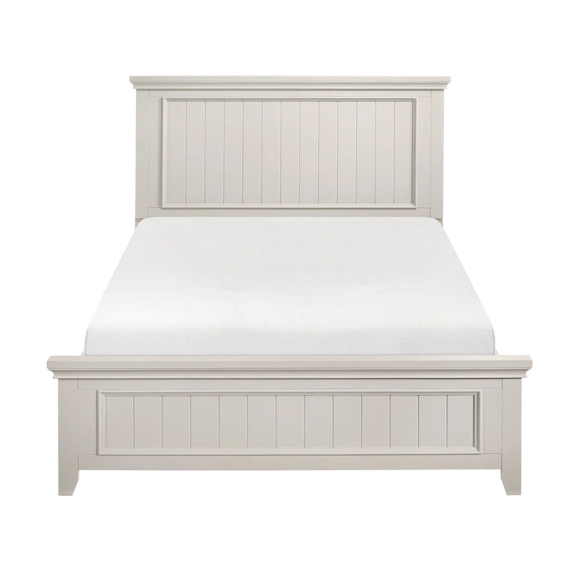 Cadre de lit en bois Off-White Shiplap Tête et pied de lit style rustique