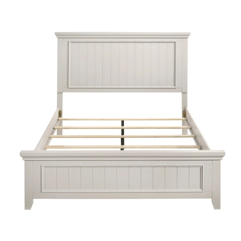Cadre de lit en bois Off-White Shiplap Tête et pied de lit style rustique