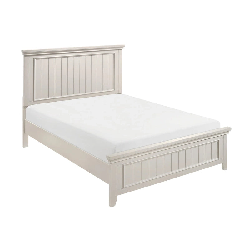 Cadre de lit en bois Off-White Shiplap Tête et pied de lit style rustique