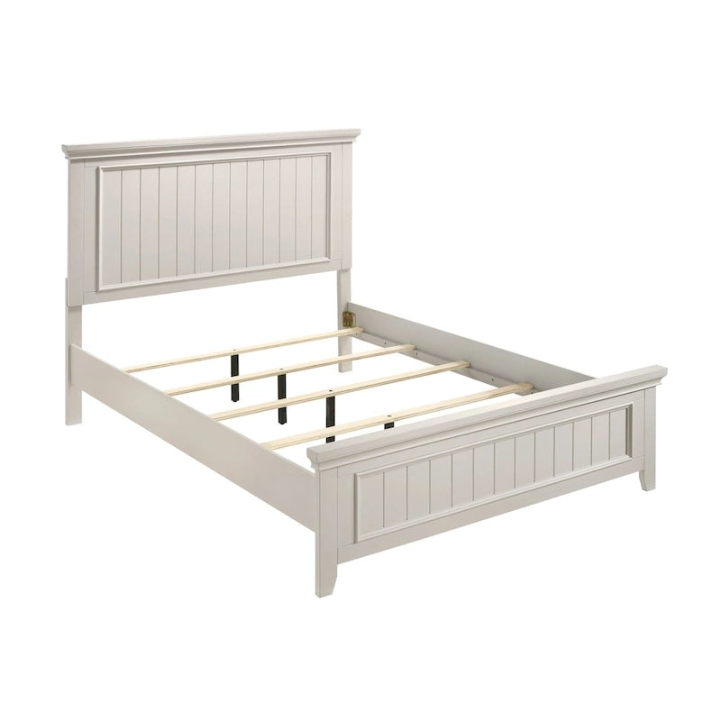 Cadre de lit en bois Off-White Shiplap Tête et pied de lit style rustique