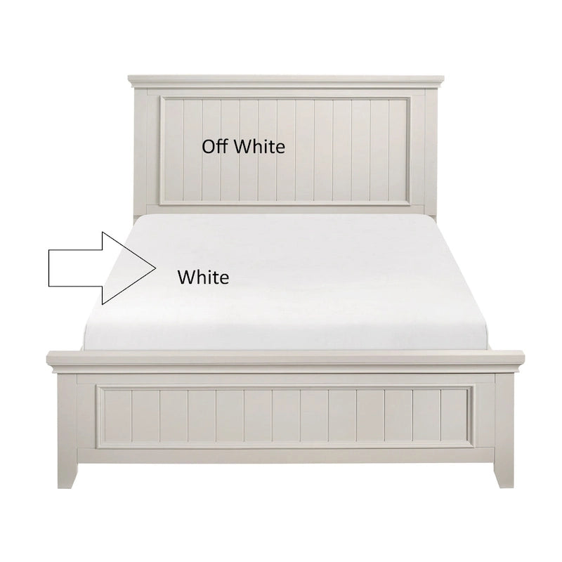 Cadre de lit en bois Off-White Shiplap Tête et pied de lit style rustique