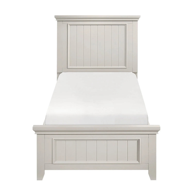 Cadre de lit en bois Off-White Shiplap Tête et pied de lit style rustique
