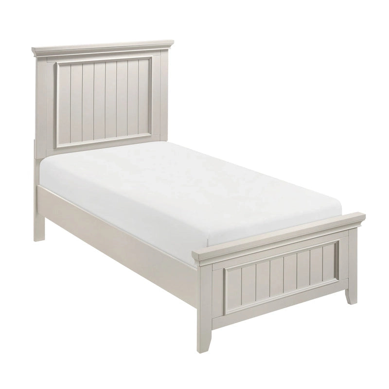 Cadre de lit en bois Off-White Shiplap Tête et pied de lit style rustique