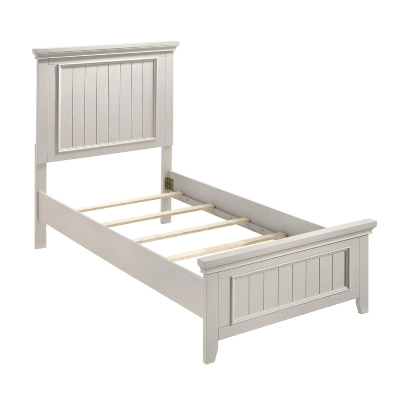 Cadre de lit en bois Off-White Shiplap Tête et pied de lit style rustique