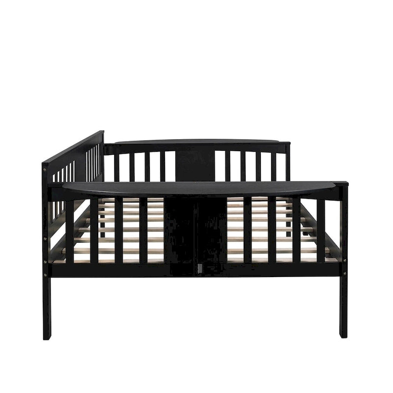 Cadre de lit de repos en bois massif Espresso avec tables d'appoint et support à lattes en bois