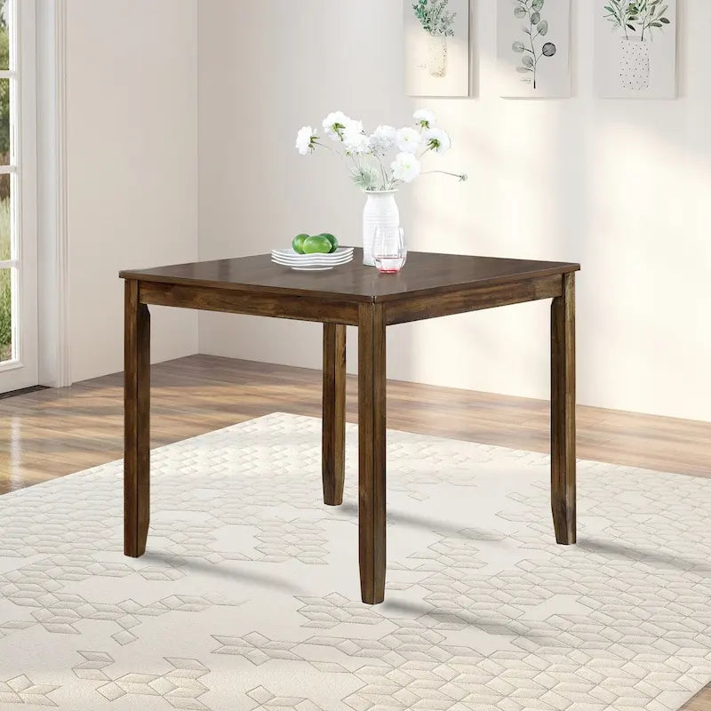 Table à manger carrée en bois d'acacia Pieds coniques Noyer Gris 4 places
